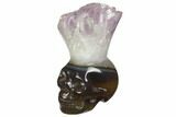 Polished Agate Skull with Amethyst Crown #149566-1